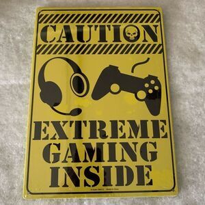 Caution Extreme Gaming Inside 11.5 x 8 1/4 Metal Sign *New*